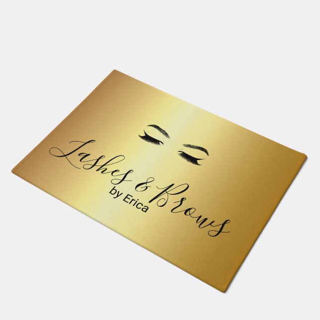 Tapis de sol de salon de beauté Golden Lashes & Br (Incliné)