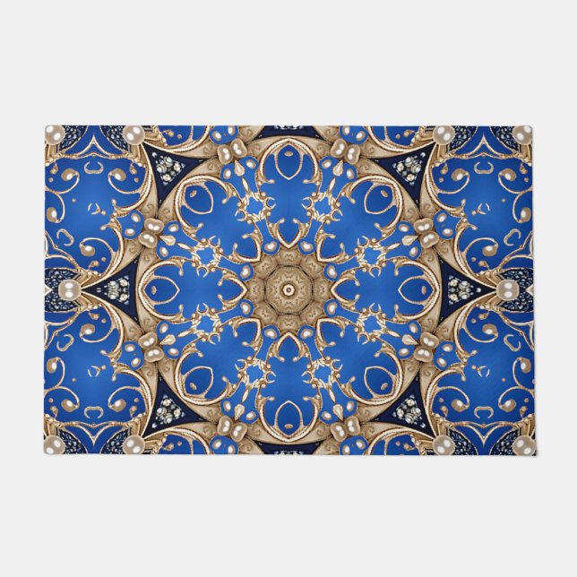 Tapis de sol décoratif bleu or (Devant)