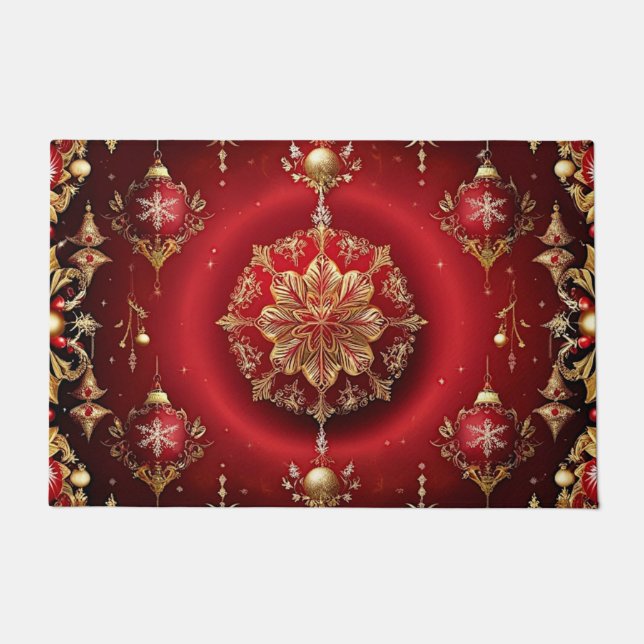 Tapis de sol décoratif de vacances Ornements Rouge (Devant)