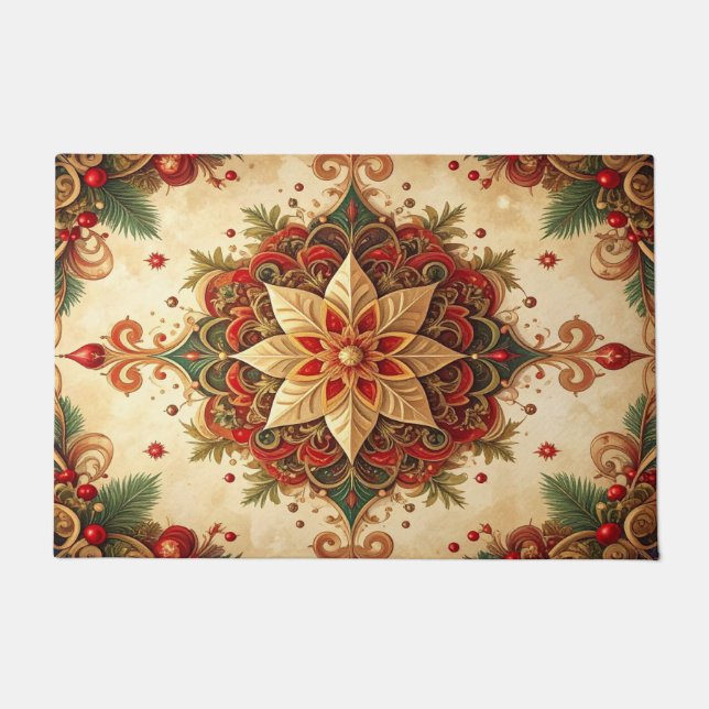 Tapis de sol décoratif de vacances Rouge Vert (Devant)