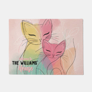 Tapis de sol décoratif pour maison de chatons rétr