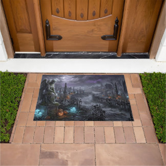 Tapis de sol d'Halloween Cimetière Ensorcelé