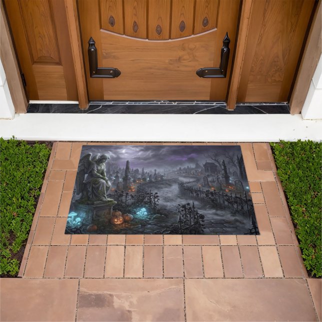 Tapis de sol d'Halloween Cimetière Ensorcelé (De plein air)