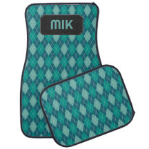 Diamants de Jacquard turquoises avec initiales ou