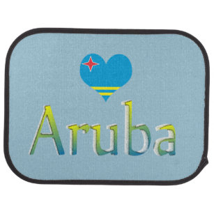 Tapis De Sol Drapeau Aruba en forme de coeur avec texte Aruba