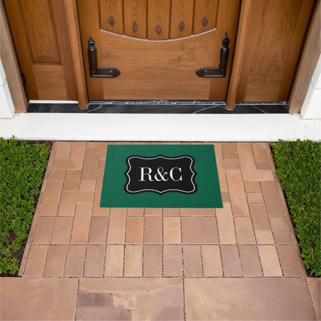 Tapis de sol élégant avec monogramme à cadre (De plein air)