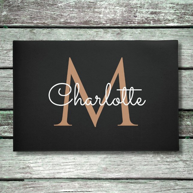 Tapis de sol élégant en monogramme Or Noir écritur (Créateur téléchargé)