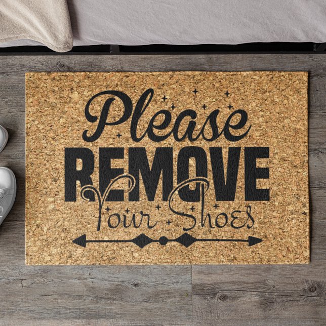 Tapis de sol en coco 'Enlevez vos chaussures' Mini (remove shoes cork design door mat)