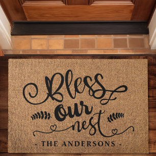 Tapis de sol en faux toile de jute personnalisé 'B