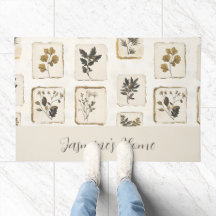 Tapis de sol en herbes botaniques personnalisé Cad