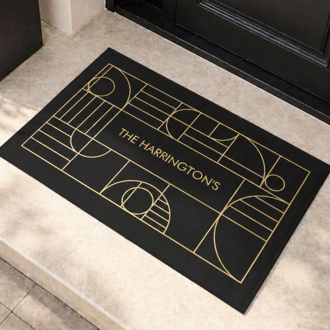 Tapis de sol Famille Nom Art Déco Moderne (Créateur téléchargé)