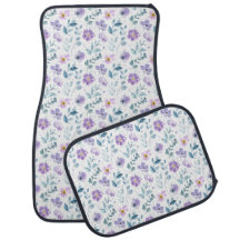 Fleur sauvage aquarelle verte violette