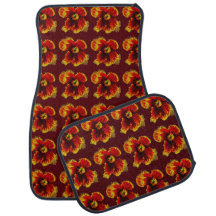 Fleurs orange marron Motif sur fond noir