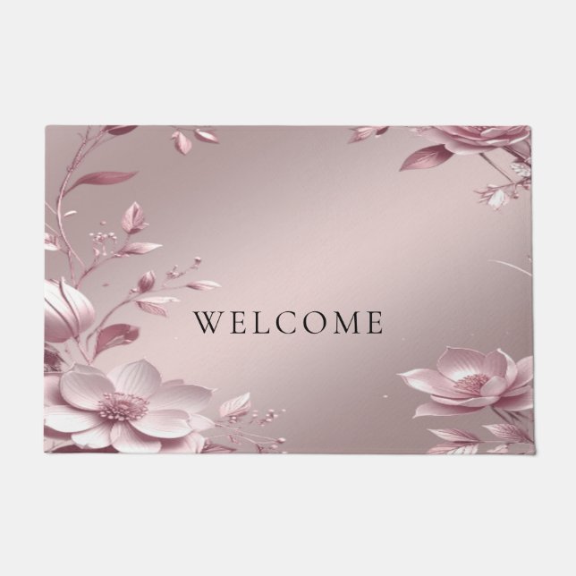 Tapis de sol floral rose délicat (Devant)
