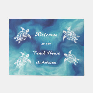 Tapis de sol Maison de plage Tortues Nom Famille B