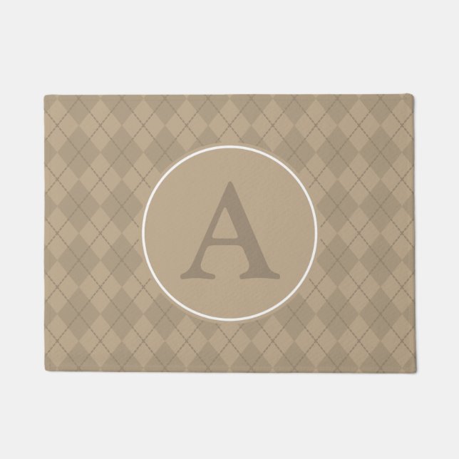 Tapis de sol marron à monogramme de la famille Arg (Devant)