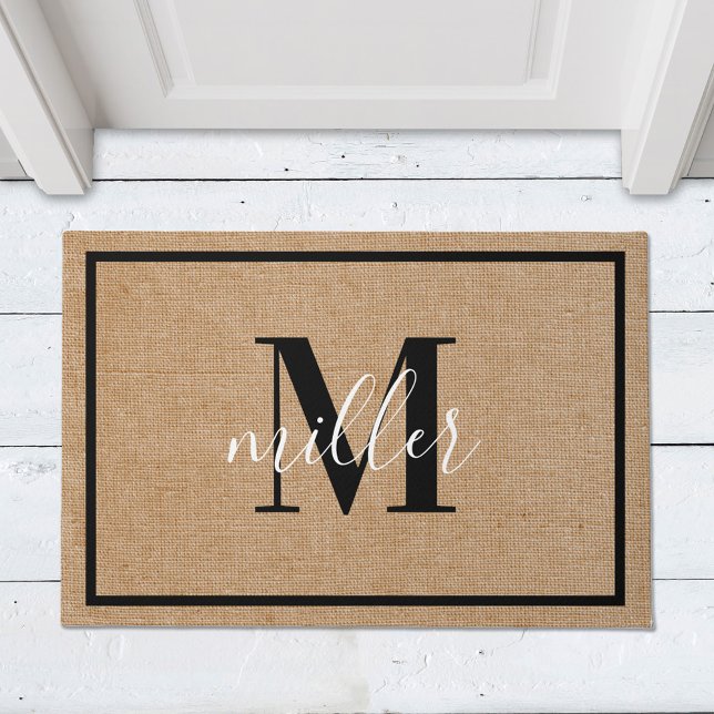 Tapis de sol moderne élégant avec monogramme de no (Créateur téléchargé)