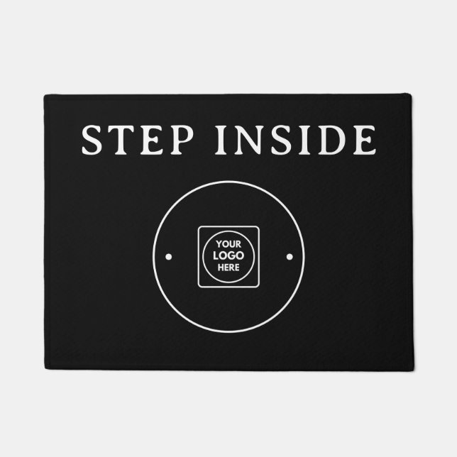 Tapis de sol moderne noir élégant avec logo d'entr (Devant)