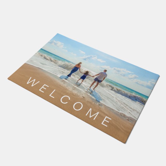 Tapis de sol personnalisé avec votre photo Bienven (Incliné)