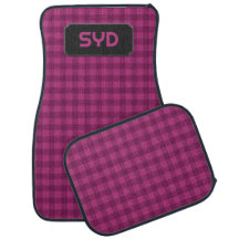 Plaid rose profond - Carrés magenta - vos initiale