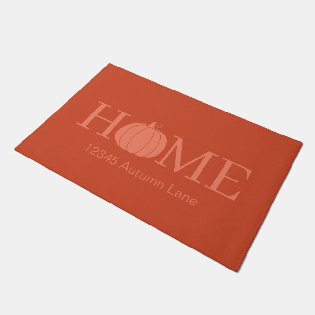 Tapis de sol typographique Citrouille Orange HOME  (Incliné)