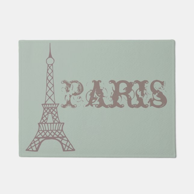 Tapis de sol vintage vert Tour Eiffel Paris (Devant)