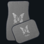 Tapis De Sol White Diamond Butterfly, Script Name, Grey<br><div class="desc">A classy white diamond butterfly design to personalize with white script name on grey background.</div>