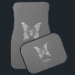 Tapis De Sol White Diamond Butterfly, Script Name, Grey<br><div class="desc">A classy white diamond butterfly design to personalize with white script name on grey background.</div>