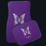 Tapis De Sol White Diamond Butterfly, Script Name, Royal Purple<br><div class="desc">A classy white diamond butterfly design to personalize with white script name on royal purple background.</div>