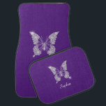 Tapis De Sol White Diamond Butterfly, Script Name, Royal Purple<br><div class="desc">A classy white diamond butterfly design to personalize with white script name on royal purple background.</div>