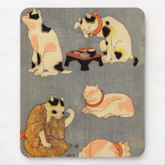 Tapis De Souris た と え の 内(中), Chats japonais (2), Kuniyoshi, Ukiyo (Devant)