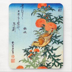 Tapis De Souris ア ザ ミ に 小 鳥, 北 Oiseau et Chardon, Hokusai, Ukiyo-e