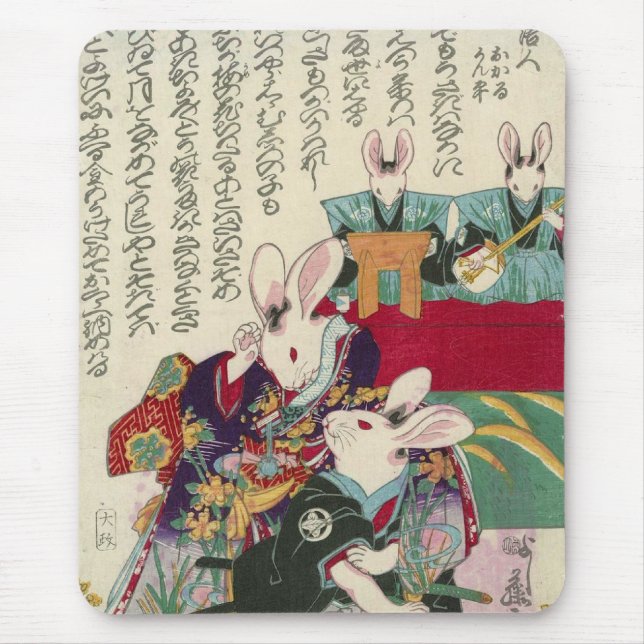 Tapis De Souris 兎 の 歌 伎 役 者, Acteurs  de Rabbit, Yoshifuji, Ukiyo- (Devant)