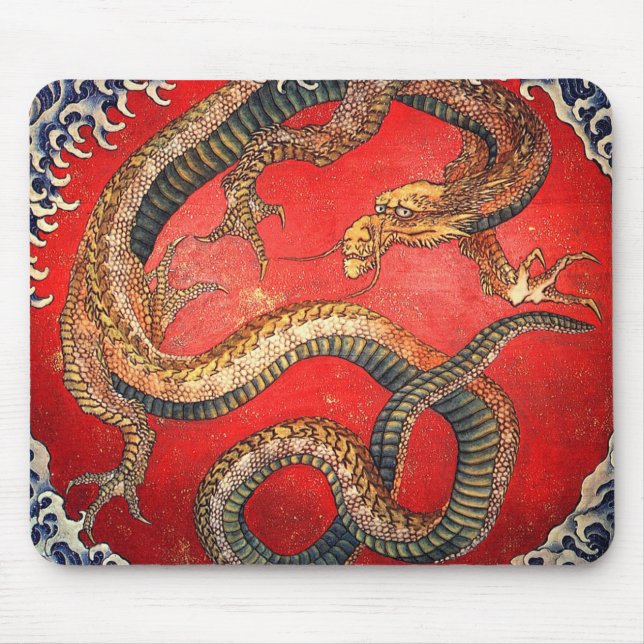 Tapis De Souris 北斎の龍, 北斎 Hokusai Dragon, Hokusai, Ukiyoe (Devant)
