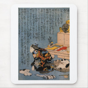 Tapis De Souris 猫好きな絵師の自画像, 国芳 Painter who likes Cats, Kuniyoshi