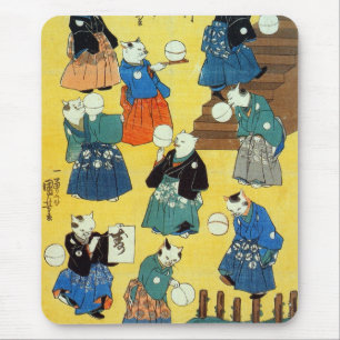 Tapis De Souris 猫 の 曲 師, 国 芳 Acrobat des Chats, Kuniyoshi, Ukiyo-e