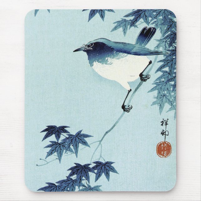 Tapis De Souris 青 い 鳥, 古 Oiseau en Bleu, Koson, Ukiyo-e (Devant)