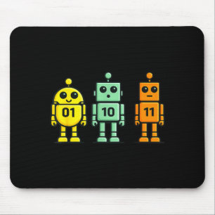 Tapis De Souris 01 10 11 robot drôle code binaire robots 01 10 11
