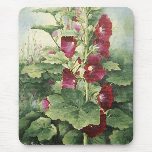 Tapis De Souris 0536 Bourgogne Hollyhocks Mousepad (Devant)
