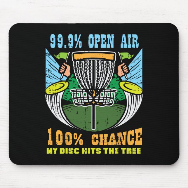 Tapis De Souris 100% Chance Disque Hits Tree Frisbee Golf Men (Devant)