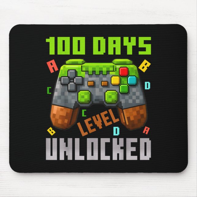 Tapis De Souris 100 Days Level Unlocked Gaming 100 Days Of School  (Devant)