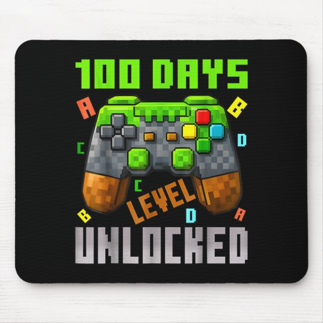 Tapis De Souris 100 Days Level Unlocked Gaming 100 Days Of School  (Devant)