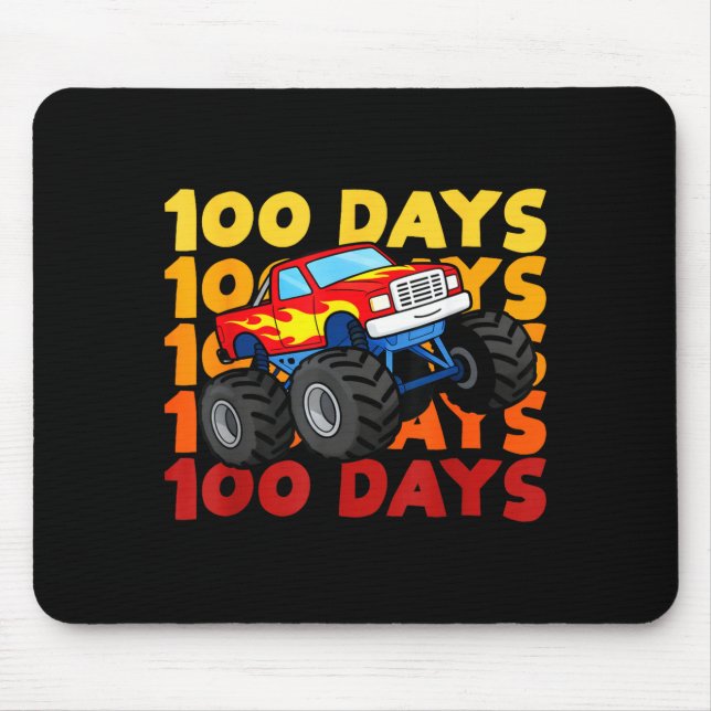 Tapis De Souris 100 Days Of School Kids Monster Truck Boys And Gir (Devant)