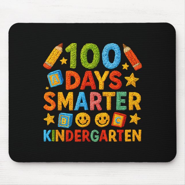 Tapis De Souris 100 Days Smarter Kindergarten Milestone School Ach (Devant)