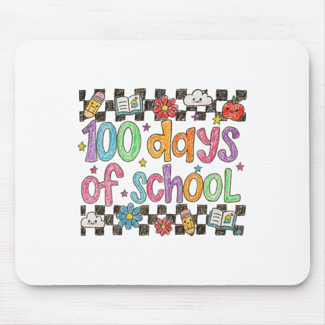 Tapis De Souris 100 jours d'école crayon style d'écriture manuscri (Devant)