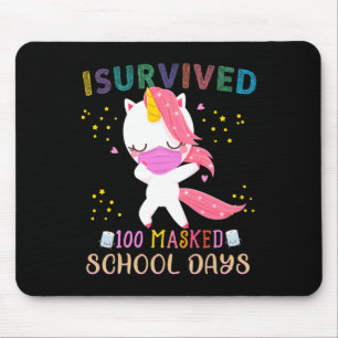 Tapis De Souris 100 jours d'école masquée Dabbing Unicorn Ma