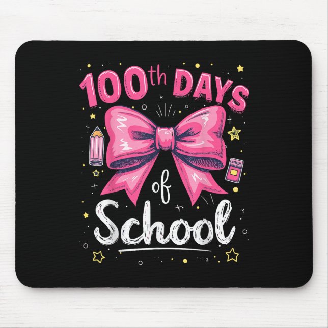 Tapis De Souris 100 Jours D'Enseignant À L'École Coquette Bow 100e (Devant)