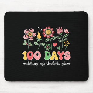 Tapis De Souris 100 jours Growing Boho Flowers Enseignant 100e jou