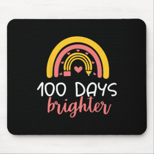 Tapis De Souris 100 Jours plus lumineux Rainbow Teacher Girl 100e