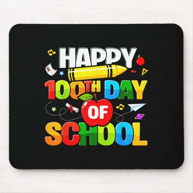 Tapis De Souris 100th Day Of School Shirt For Teachers Kids Happy  (Devant)